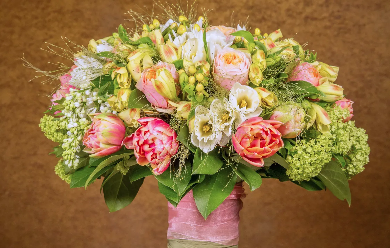 Фото обои розы, букет, пионы, roses, эустома, peonies, Bouquets