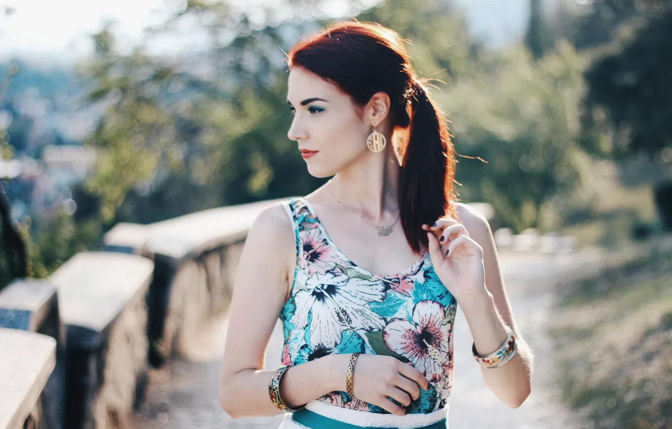 Фото обои girl, dress, bokeh