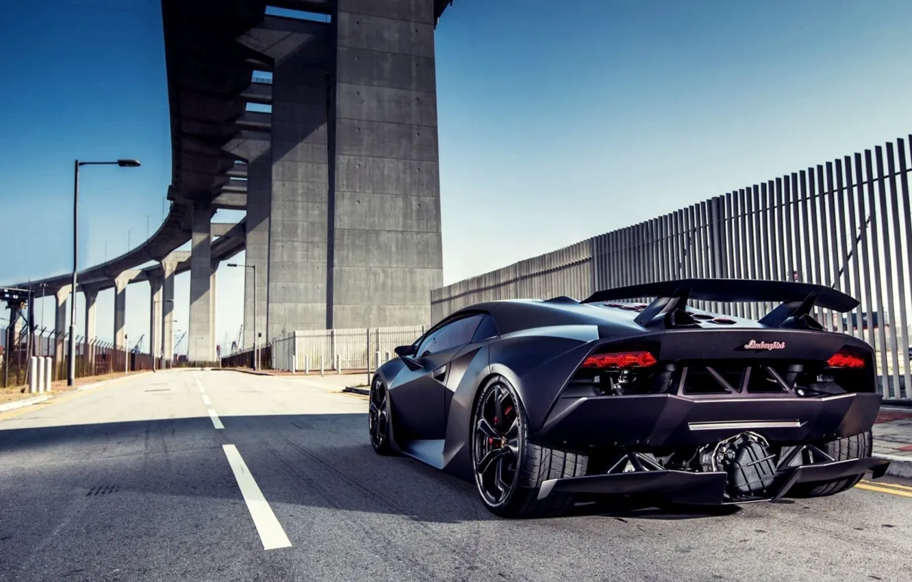 Фото обои мост, Lamborghini, опоры, спойлер, carbon, Sesto Elemento