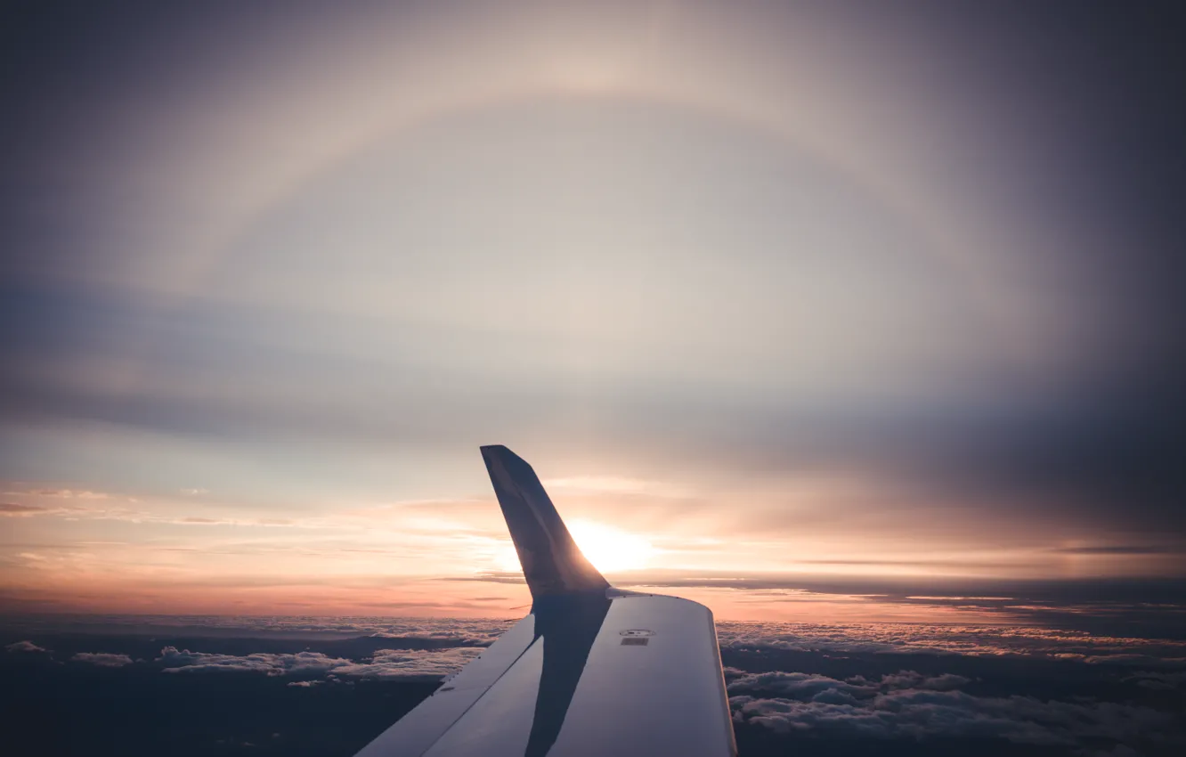 Фото обои небо, самолет, крыло, горизонт