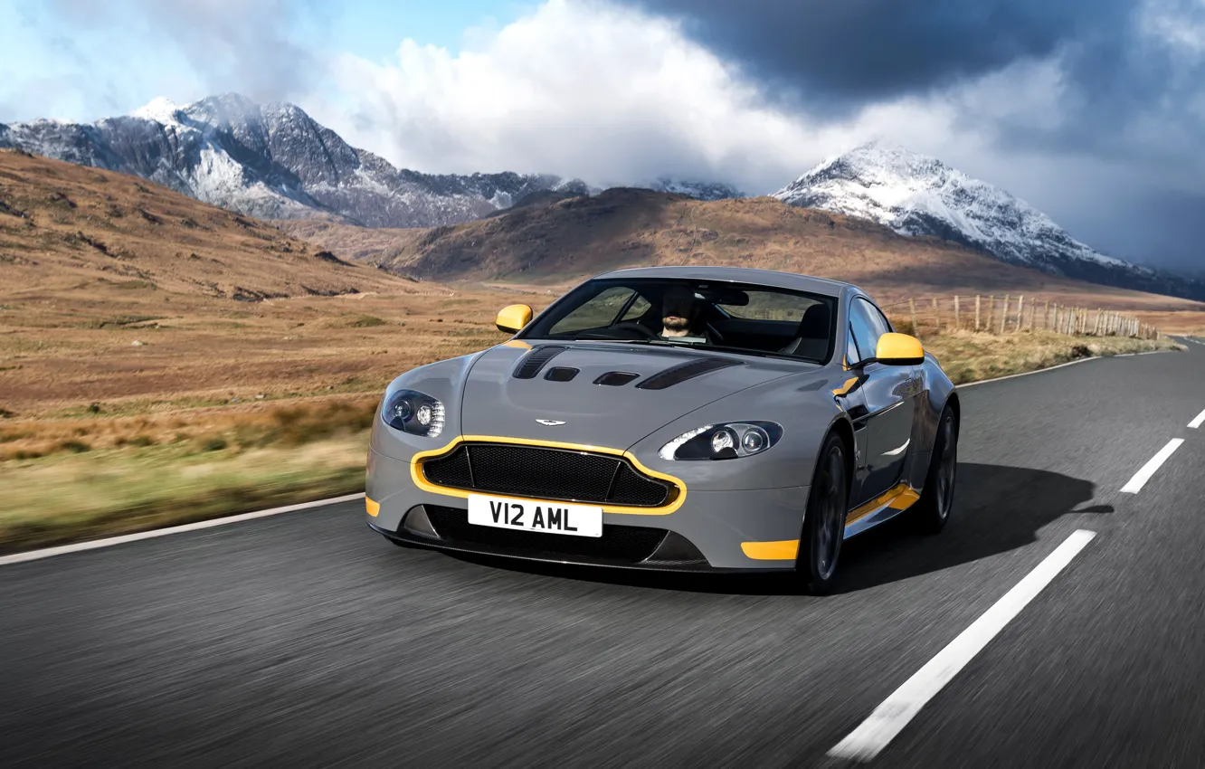 Фото обои дорога, car, авто, Aston Martin, скорость, астон мартин, grey, yellow