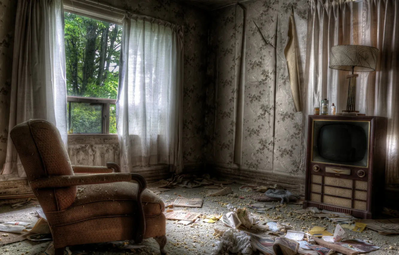 Фото обои комната, кресло, телевизор