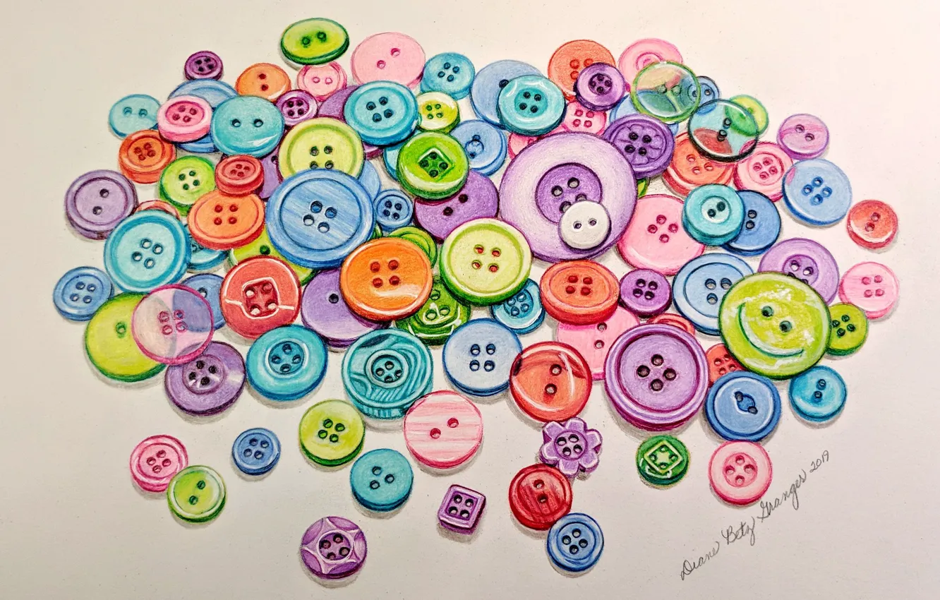 Фото обои фон, рисунок, пуговицы, живопись