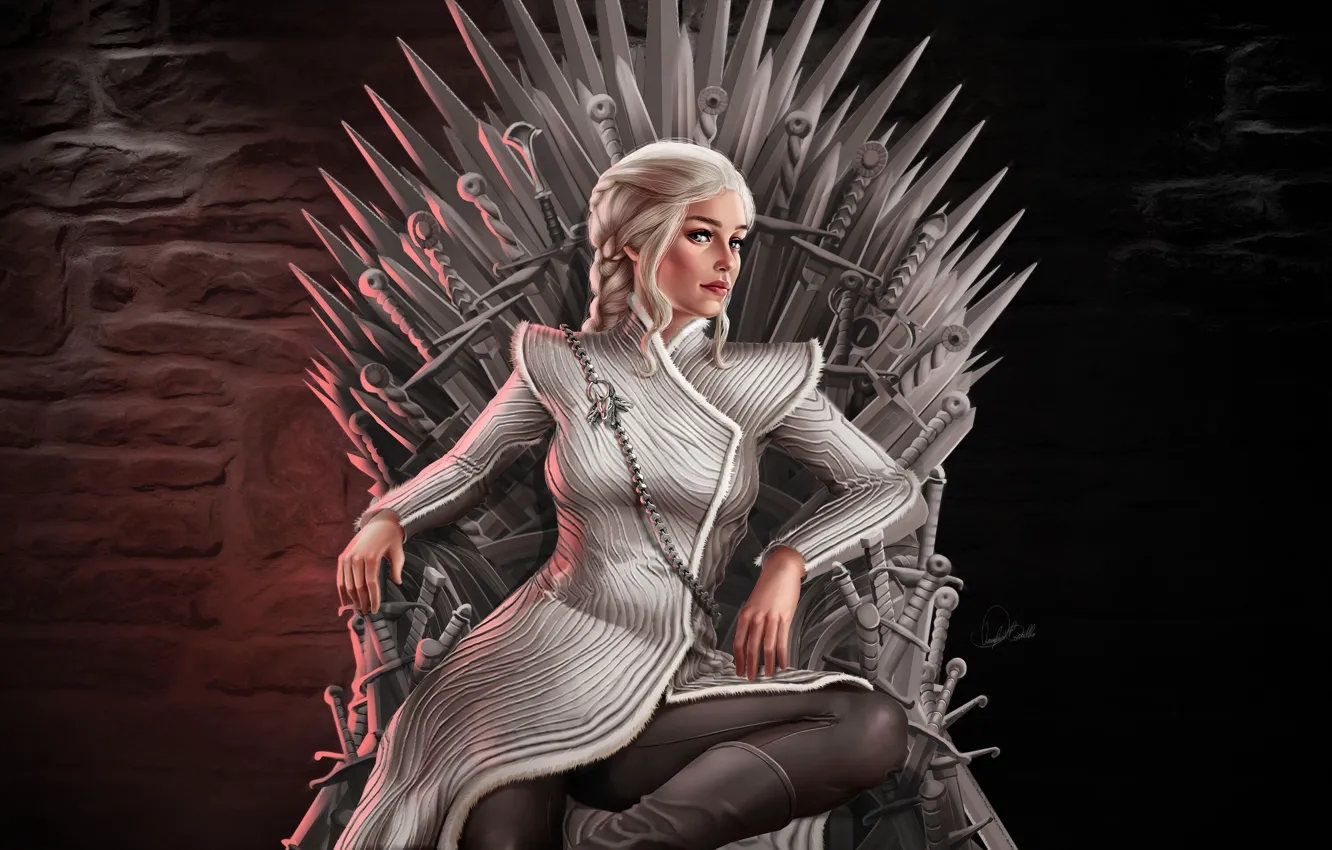 Фото обои Girl, Fantasy, Трон, Game of Thrones, Игра престолов, Daenerys Targaryen, Дейенерис Таргариен, Персонаж