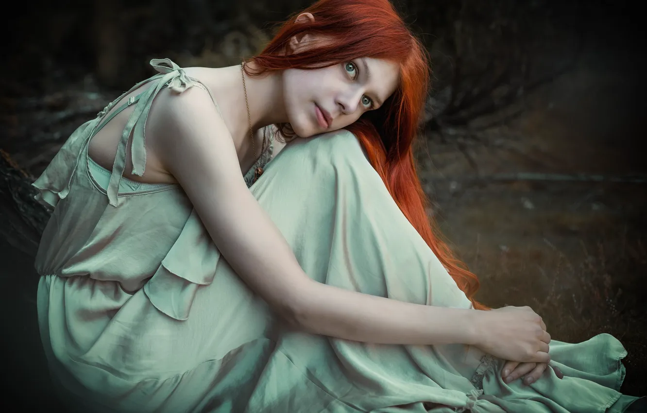 Фото обои задумчивость, рыжеволосая, Silent Purr, Sarah Pusteblume