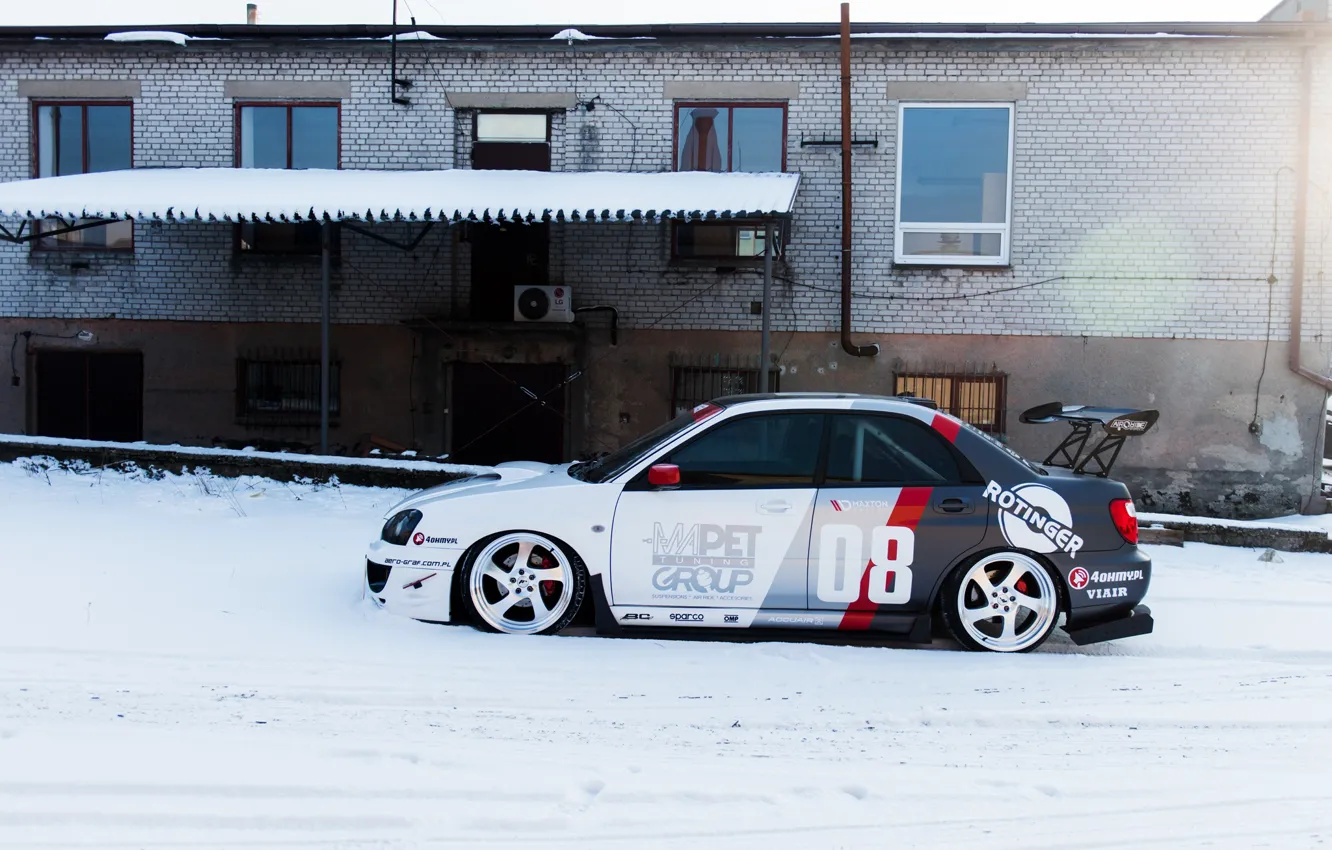 Фото обои Subaru, Snow, White, WRX STI, Side, Subaru Impreza, Sedan, Impreza WRX STI