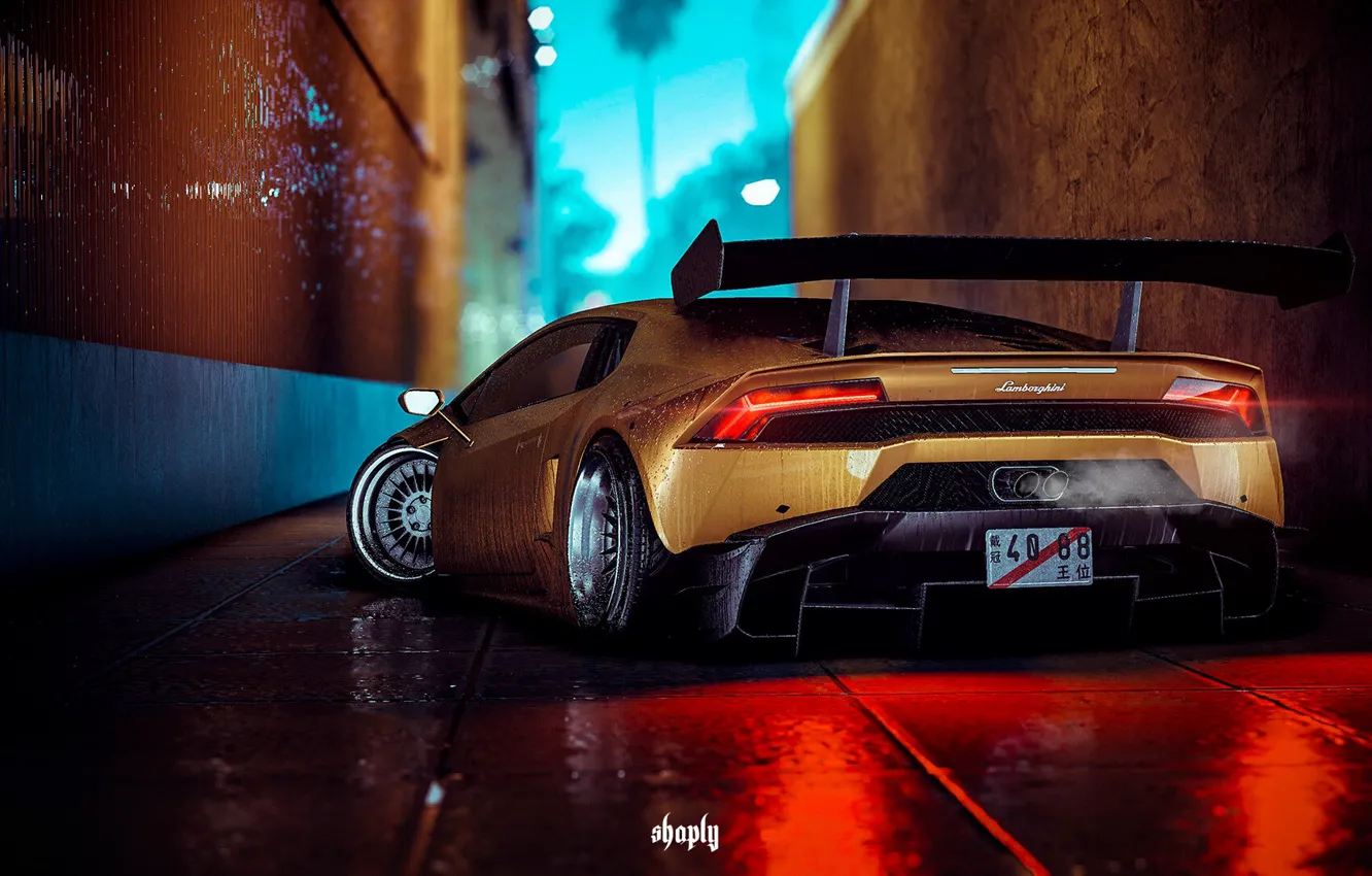 Фото обои Капли, Авто, Lamborghini, Игра, Машина, Стиль, Car, NFS