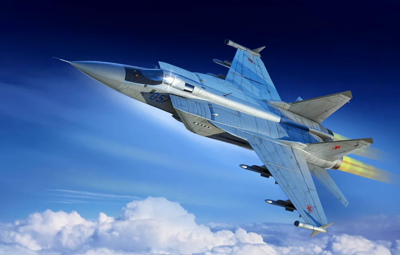 Фото обои Россия, двухместный, МиГ-31, ВКС России, боевой самолёт, МиГ-31М