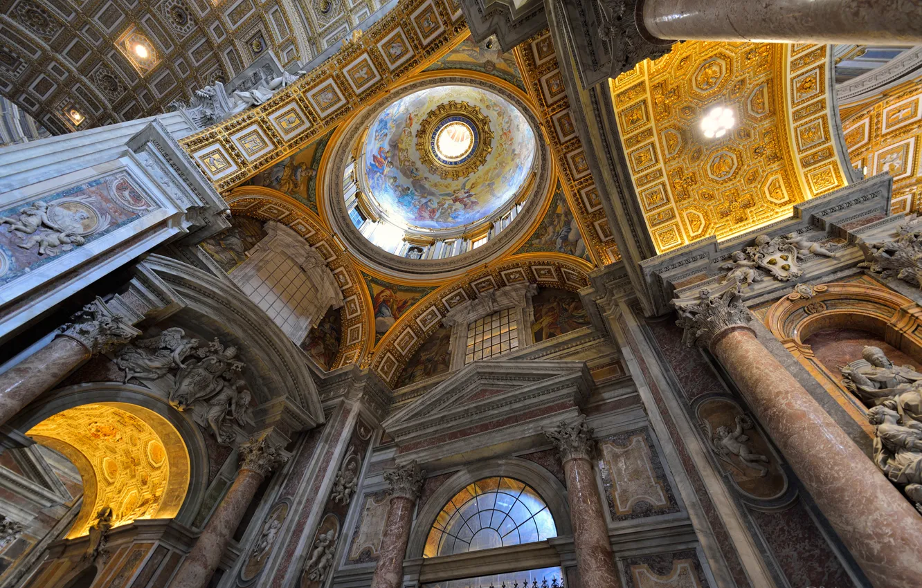Фото обои купол, религия, Ватикан, собор Святого Петра, фрески