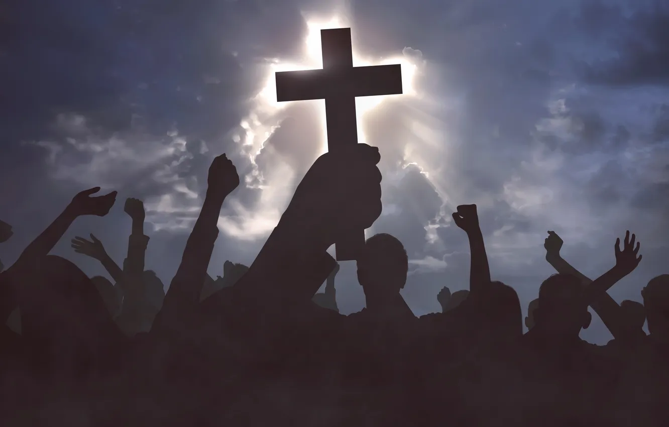 Фото обои cloud, cross, crowd, christian, church, christ, christianity, catholicism
