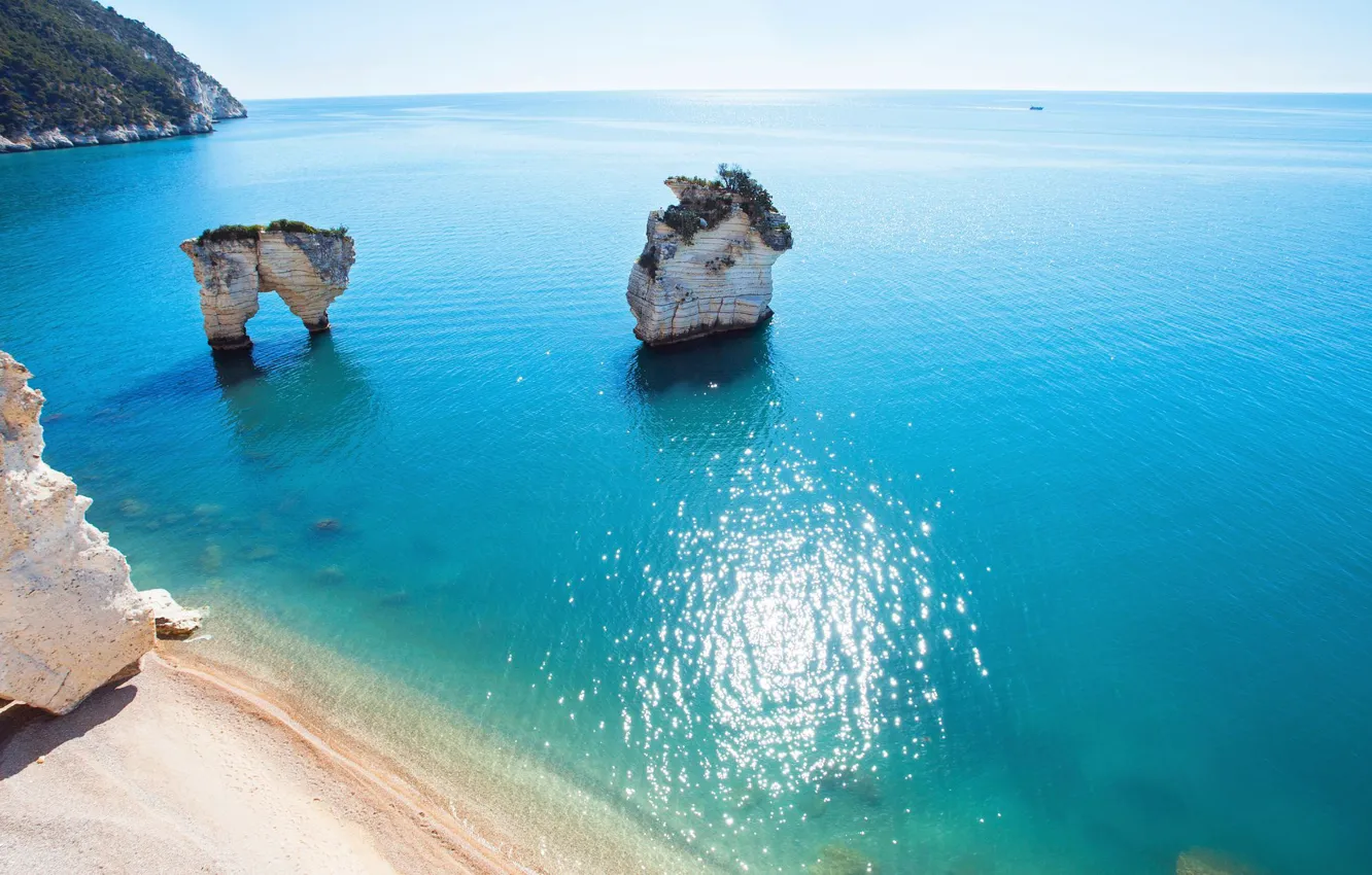 Фото обои море, лето, скалы, Италия, Гаргано