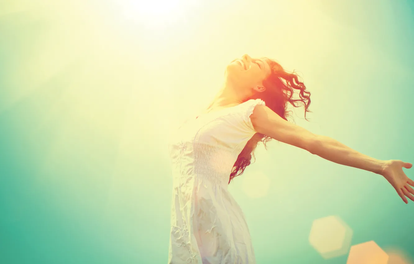 Фото обои лето, девушка, солнце