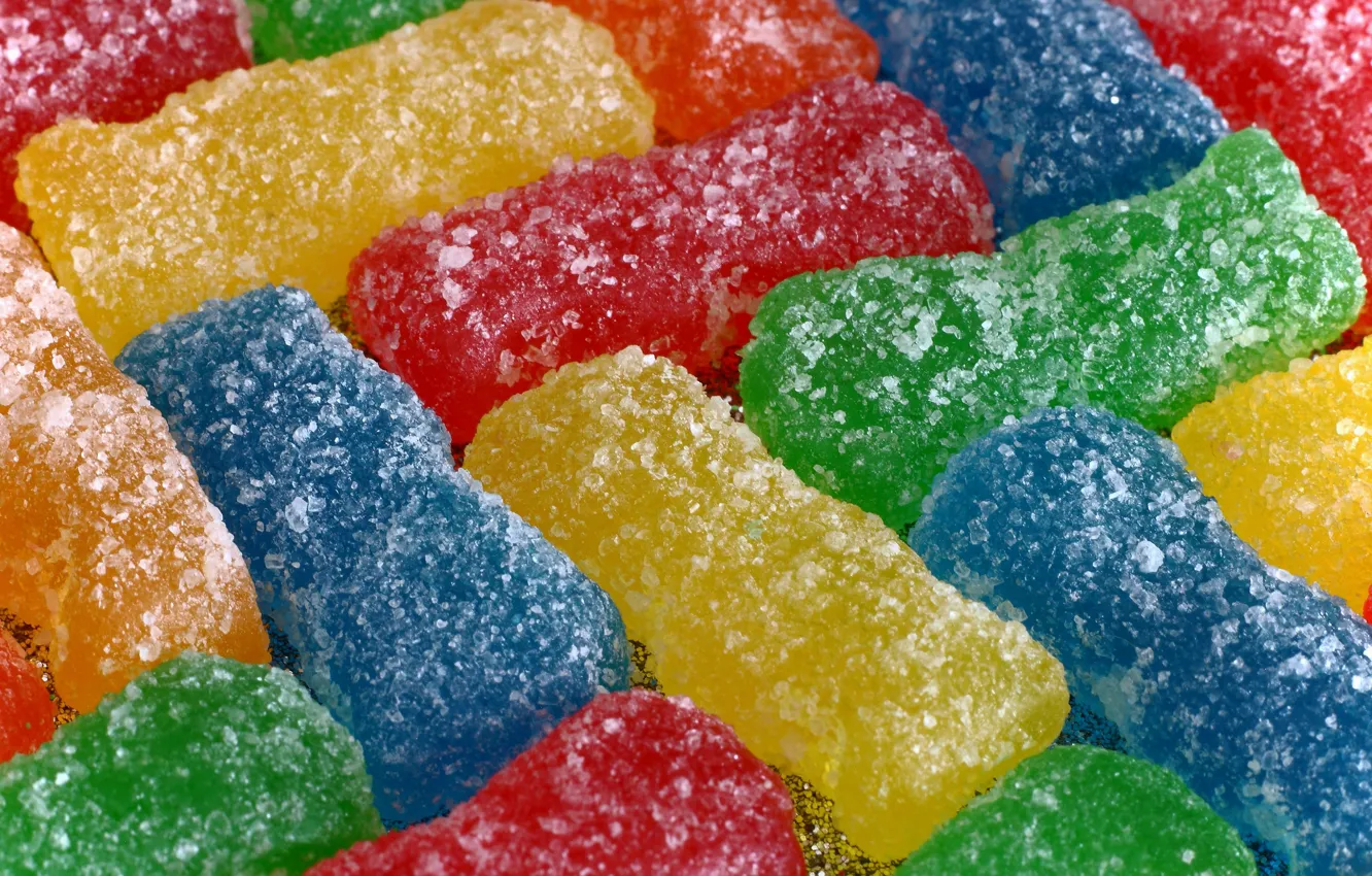 Фото обои макро, цветные, конфеты, сладости, сахар, мармеладки