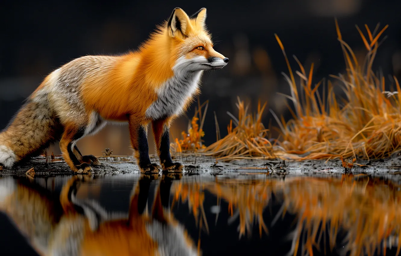 Фото обои fox, animals, nature, art