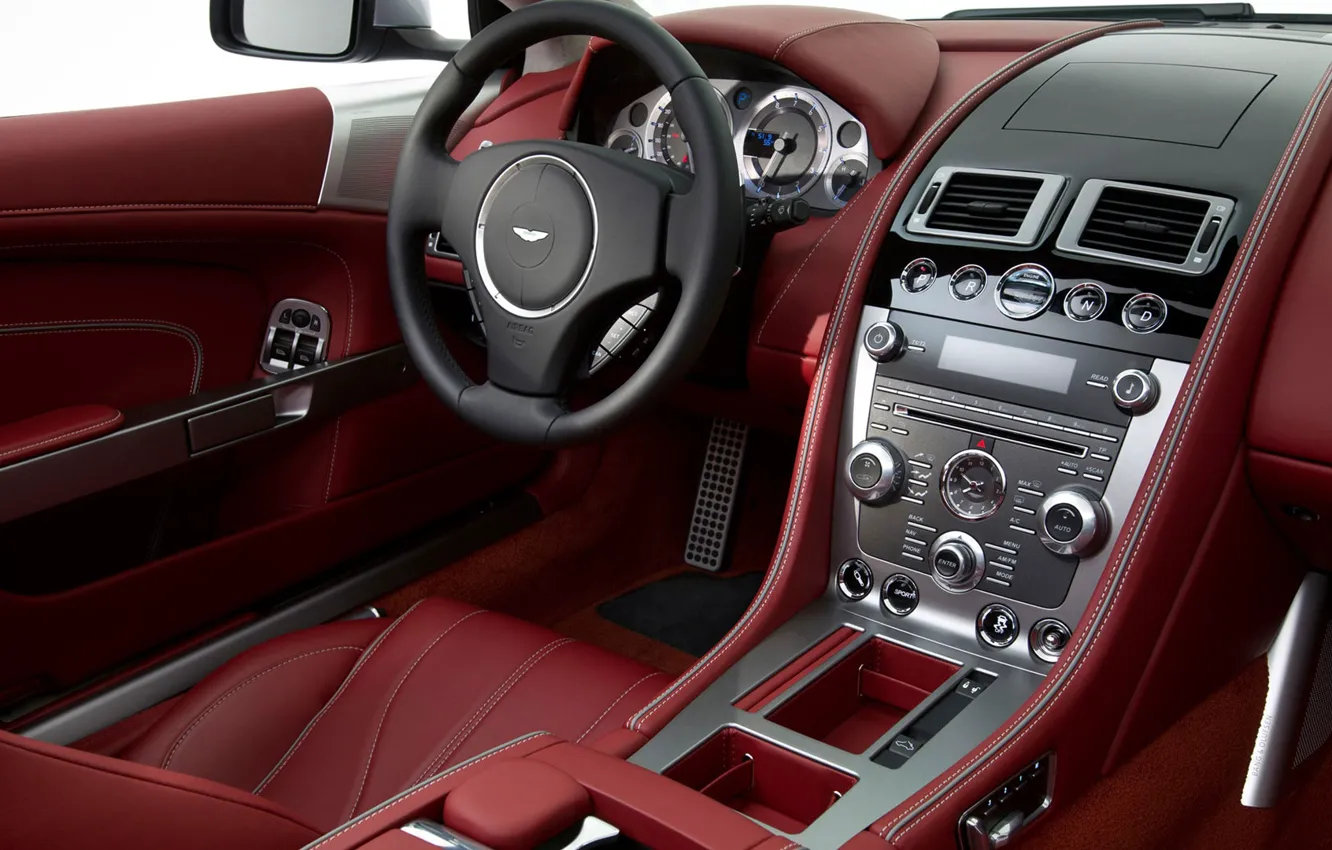 Фото обои Aston Martin, руль, DB9, салон, Coupe