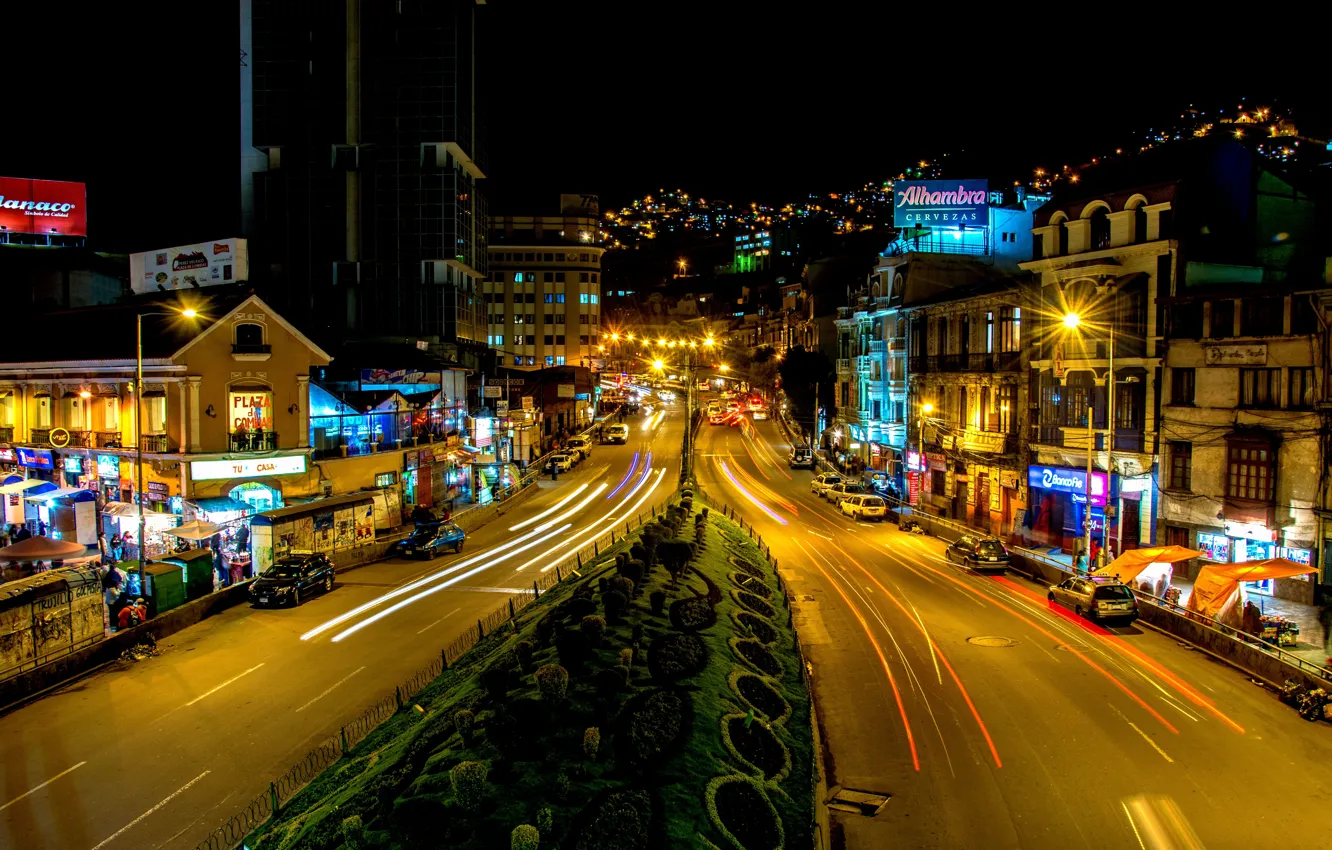 Фото обои ночь, night, noche, Боливия, Bolivia, Ла-Пас, La-Paz