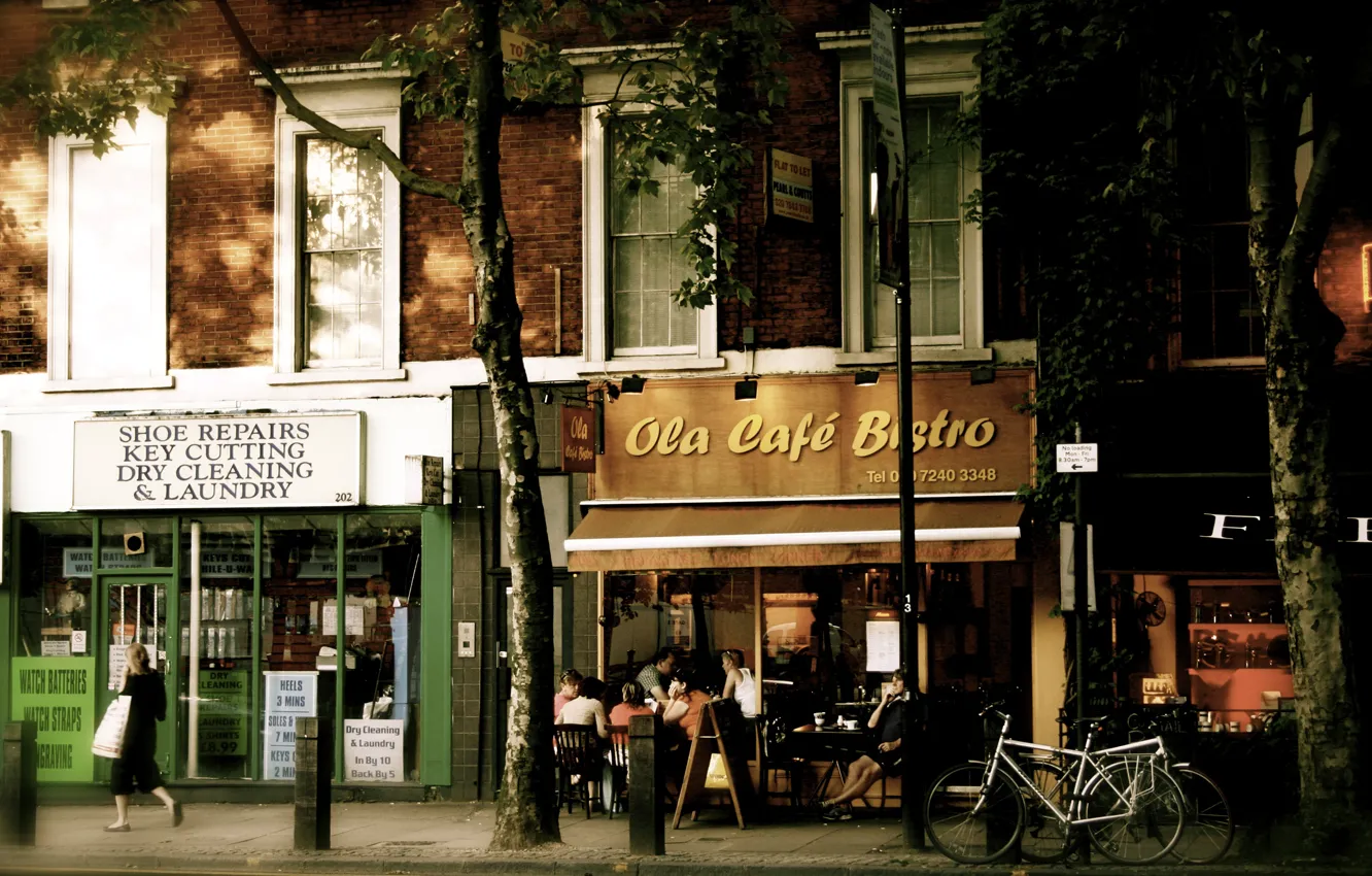 Фото обои улица, Англия, Лондон, кафе, On the Shaftsbury