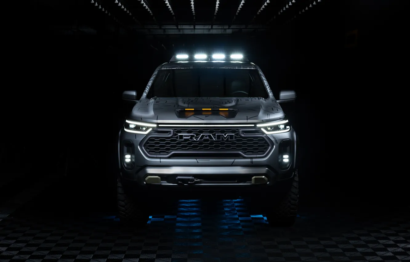 Фото обои Concept, концепт-кар, пикап, pickup, тёмный фон, Ram, dark background, 2025
