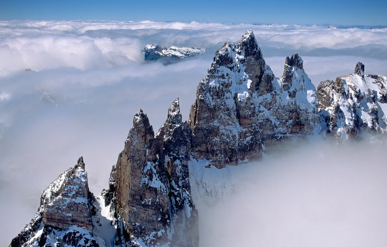 Фото обои облака, горы, туман, анды
