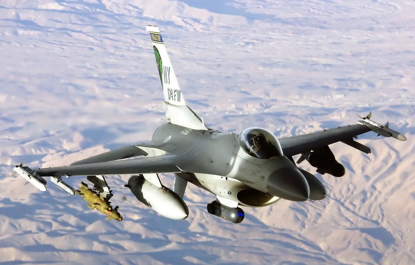 Фото обои полет, горы, F-16