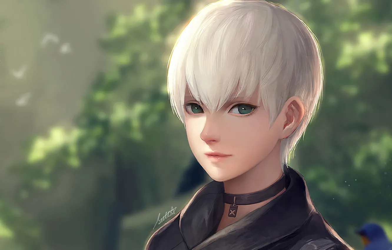 Фото обои взгляд, парень, NieR Automata, YoRHa No 9 Type S