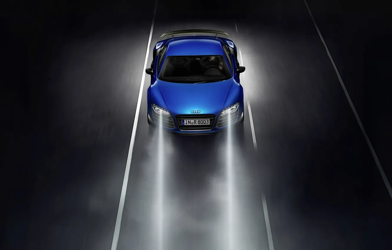 Фото обои дорога, ночь, Audi R8