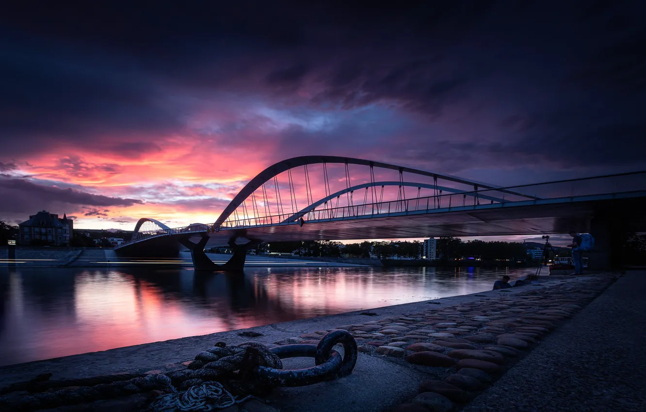 Фото обои мост, Франция, набережная, Лион