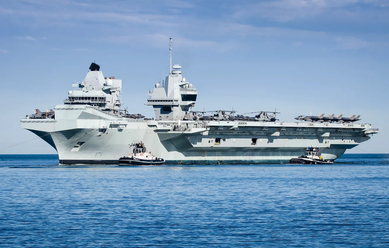 Фото обои Великобритания, Авианосец, Queen Elizabeth, HMS, (R08)