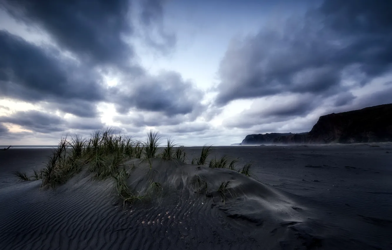 Фото обои New Zealand, Last Light, Karekare Beach, Black Sand