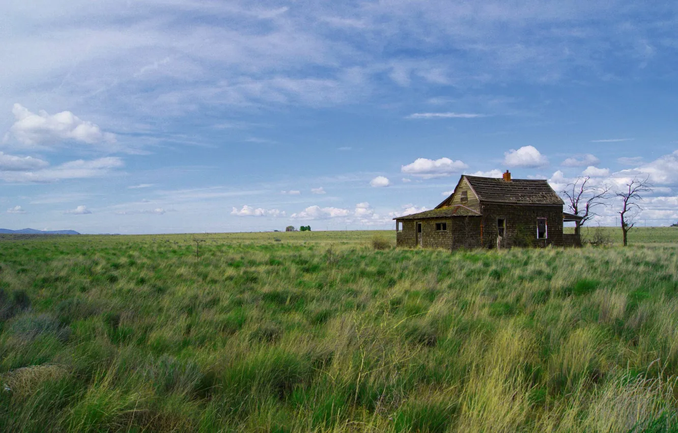 Фото обои поле, природа, дом, Oregon, The Middle of Nowhere
