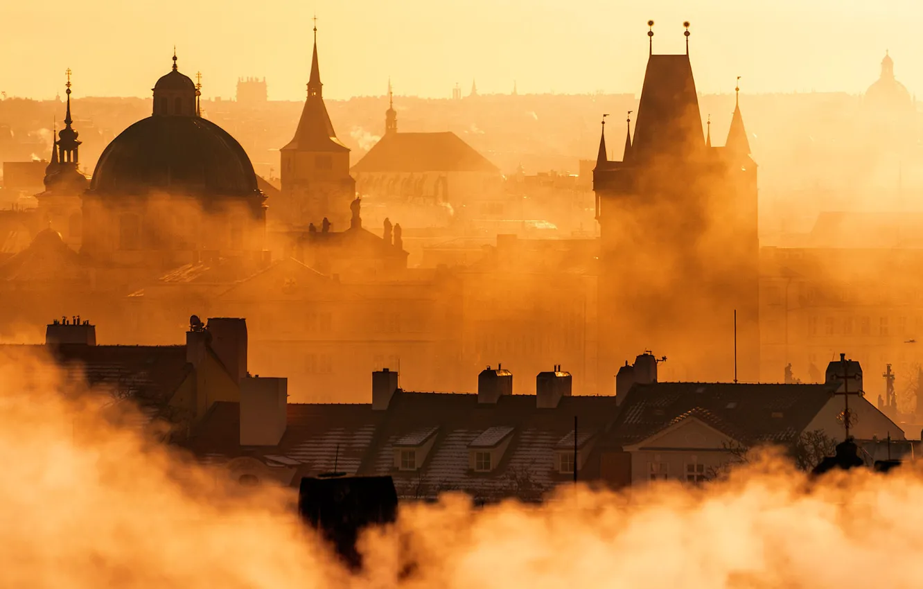 Фото обои закат, Прага, Prague