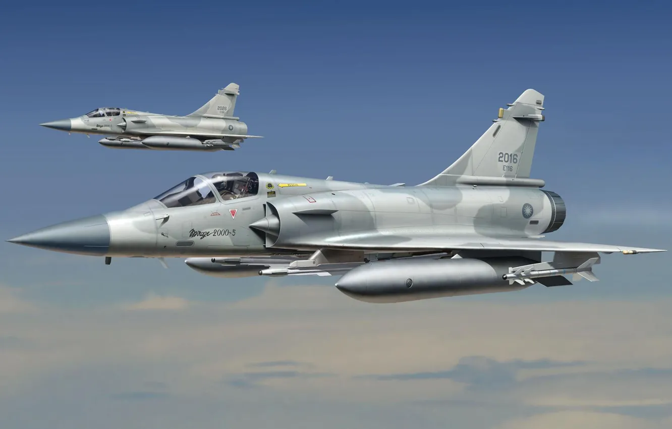 Фото обои четвёртого поколения, Dassault Aviation, французский многоцелевой истребитель, модернизированная экспортная версия, Mirage 2000-5