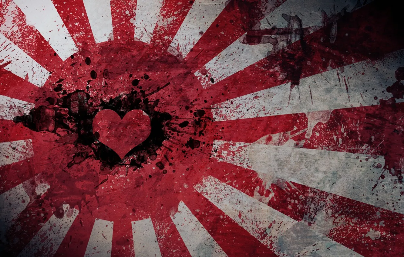 Фото обои сердце, Япония, флаг, Japan, love, flag, hearth