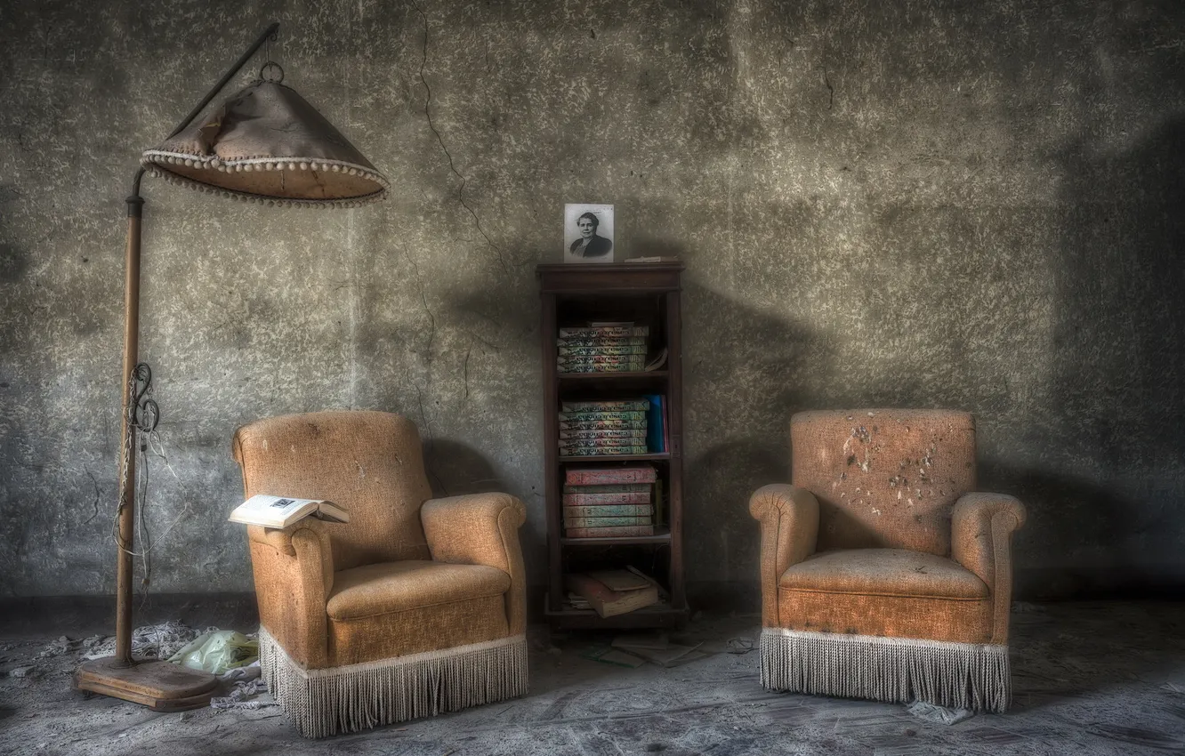 Фото обои комната, кресло, книга