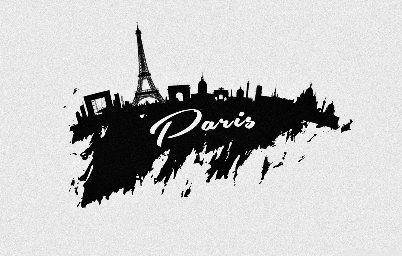 Фото обои город, Париж, вектор, силуэт
