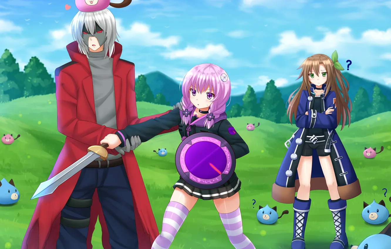 Фото обои girl, sword, anime, fight, ken, blade, cute, shield