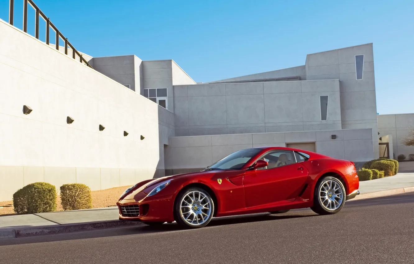 Фото обои Ferrari, феррари, красная, GTB, 599