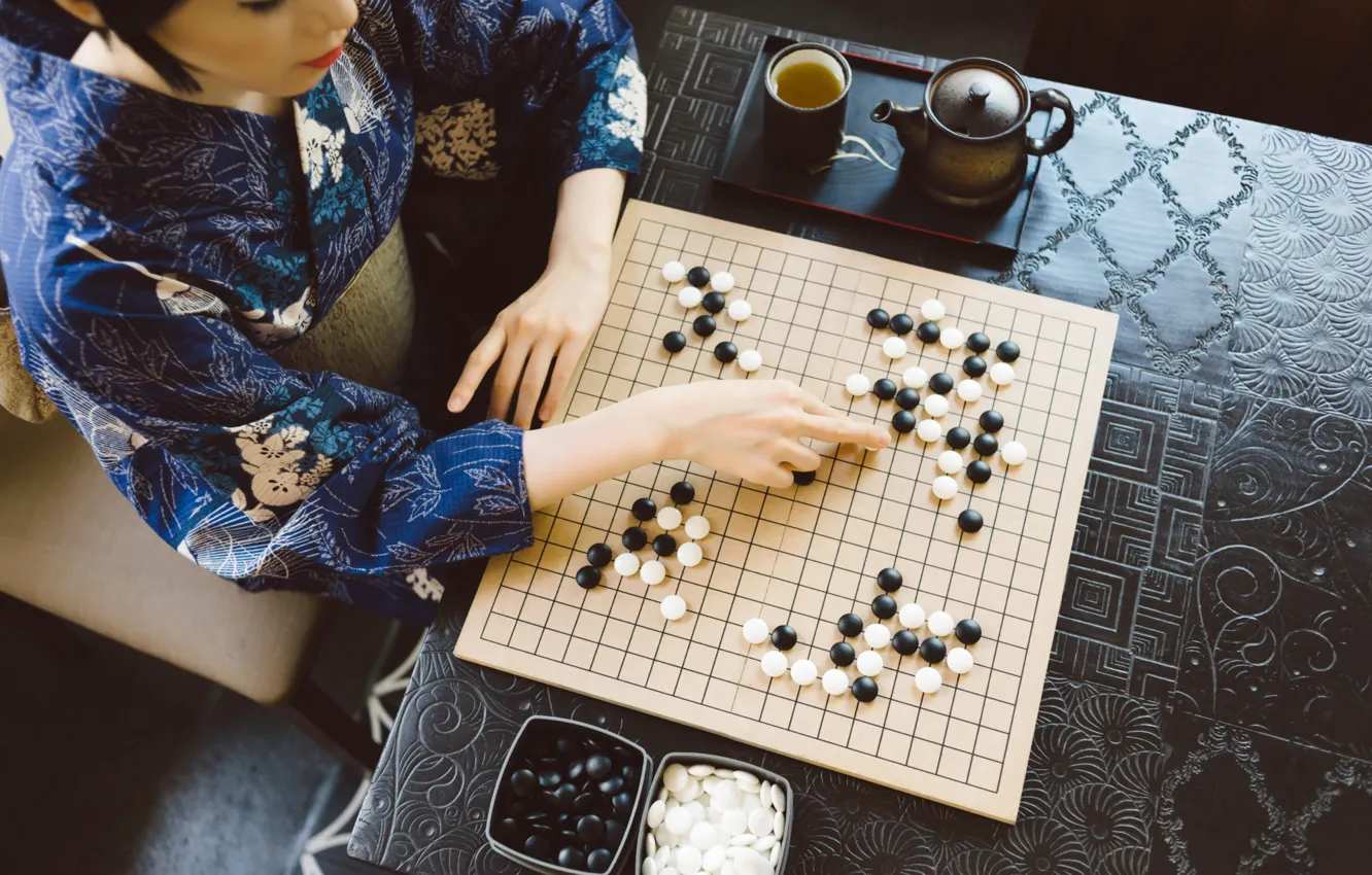 Фото обои Board, Эстетика, Настольная игра, Китайская игра, Игра Го, Game Go, Играет в Го