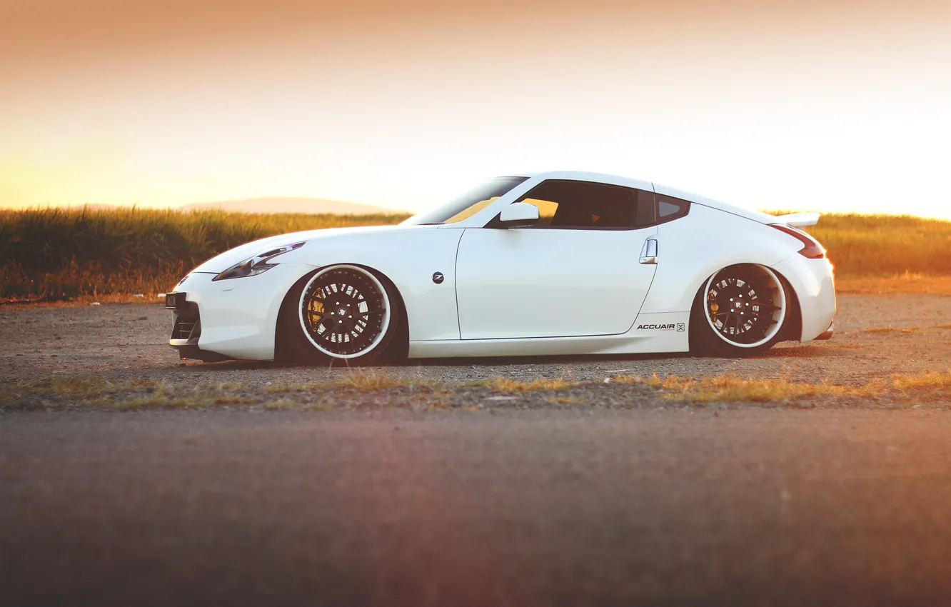 Фото обои car, тюнинг, white, ниссан, tuning, автообои, stance, nissan 370z