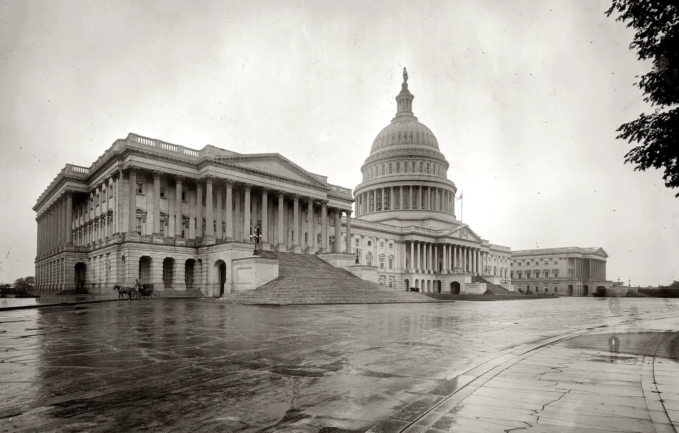 Фото обои ретро, Вашингтон, США, Капитолий, округ Колумбия, Конгресс, 1908-й год