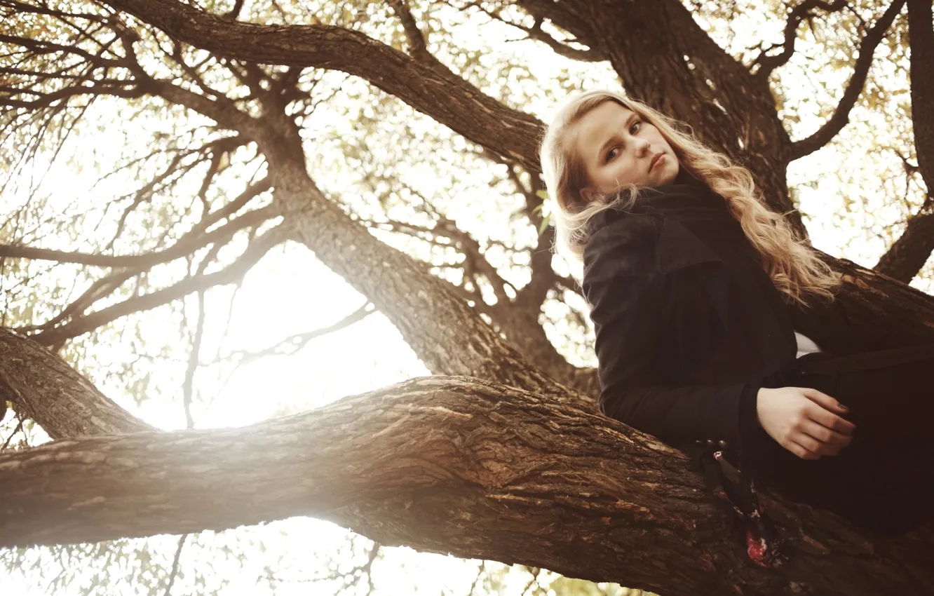 Фото обои девушка, дерево, блондинка, by meriirem, all i need is time