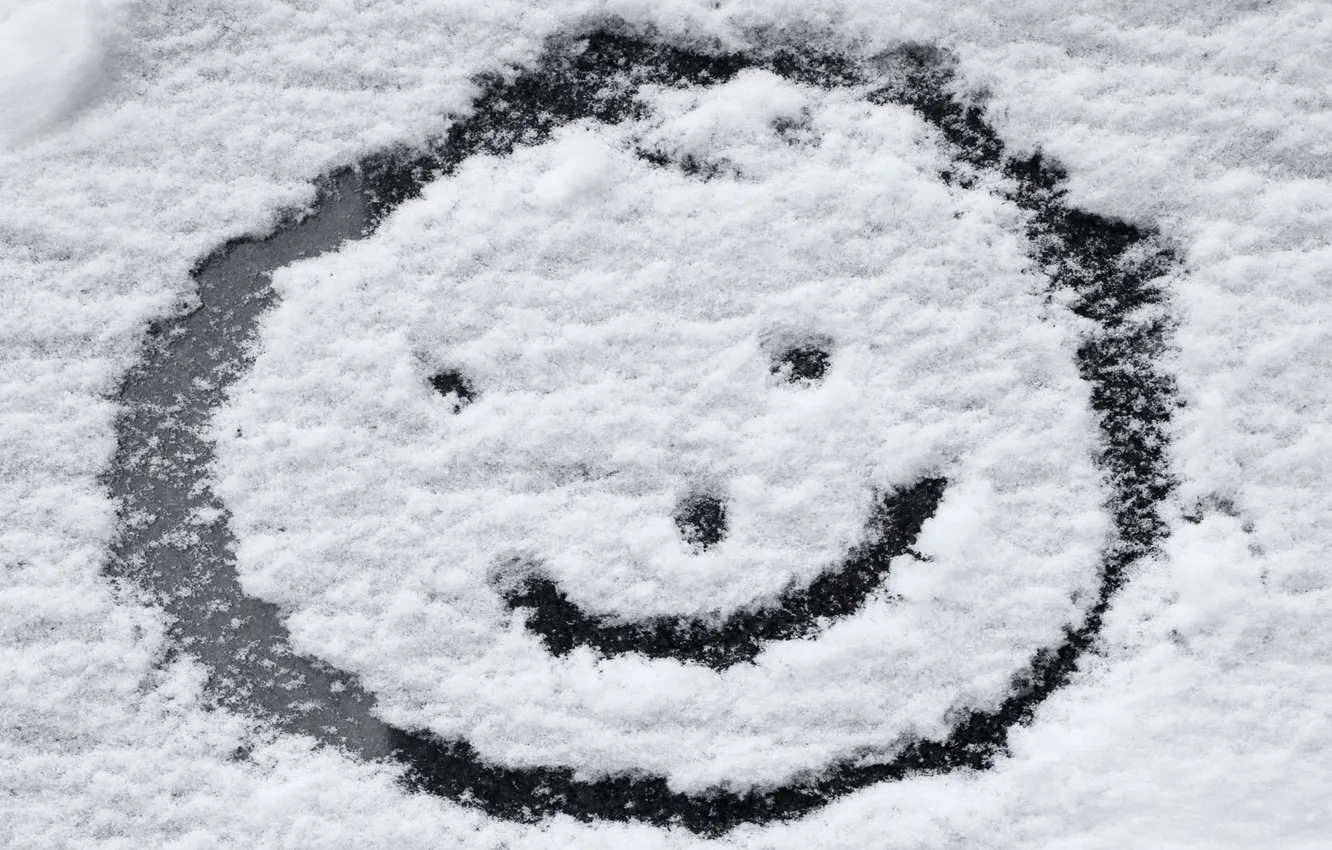 Фото обои зима, снег, радость, улыбка, настроение, рисунок, смайл, очертание