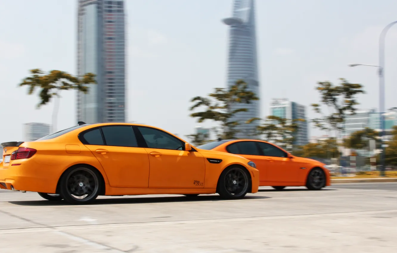 Фото обои BMW, Orange, Speed, Matte, Tuning, F10
