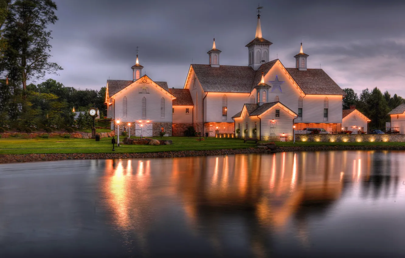 Фото обои огни, вечер, Пенсильвания, West Donegal Township