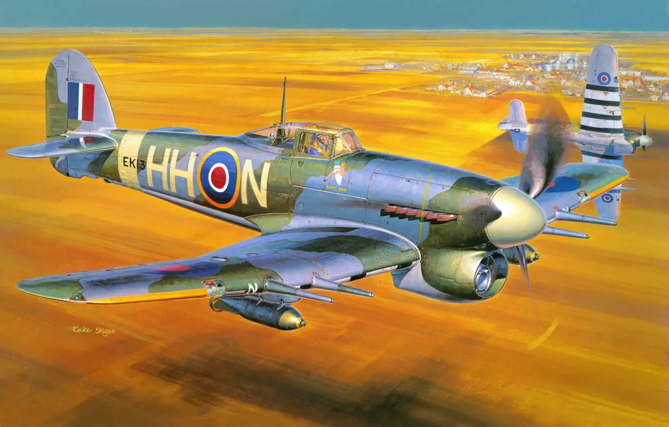 Фото обои самолет, истребитель, бомбардировщик, британский, WW2., одноместный, Hawker Typhoon, Mk IB