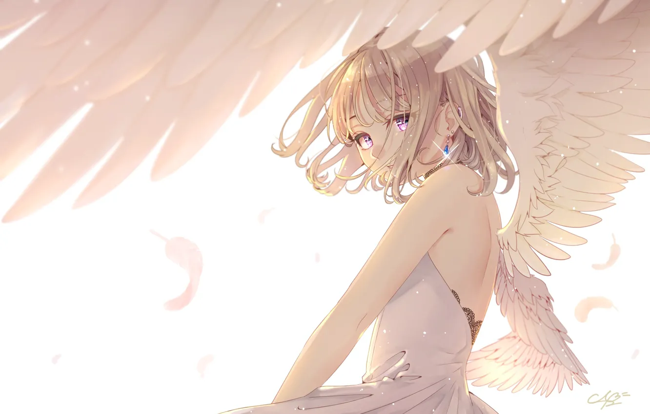 Фото обои взгляд, крылья, ангел, левушка
