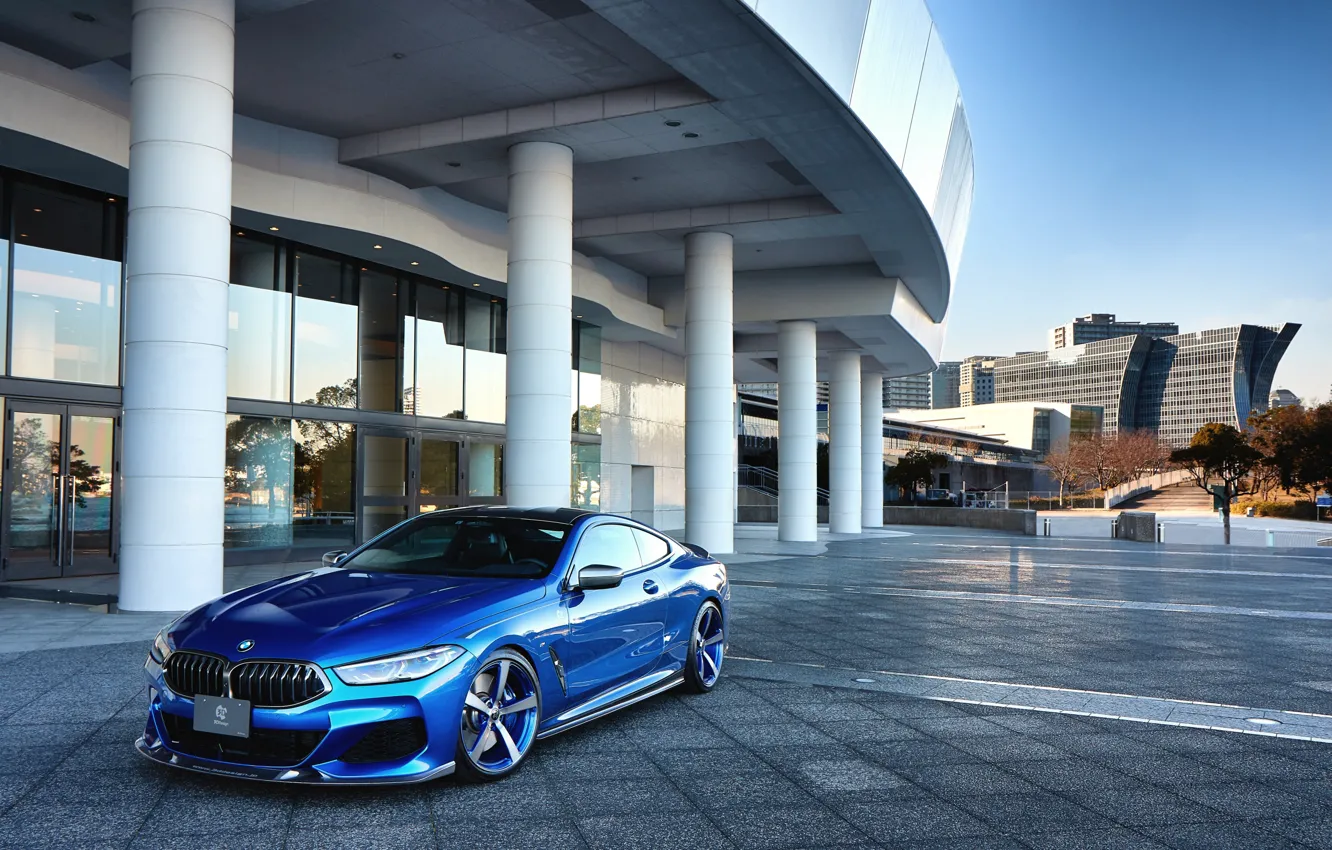 Фото обои BMW, Blue, Front, Coupe, Side, xDrive, 3D Design, BMW 8 Series