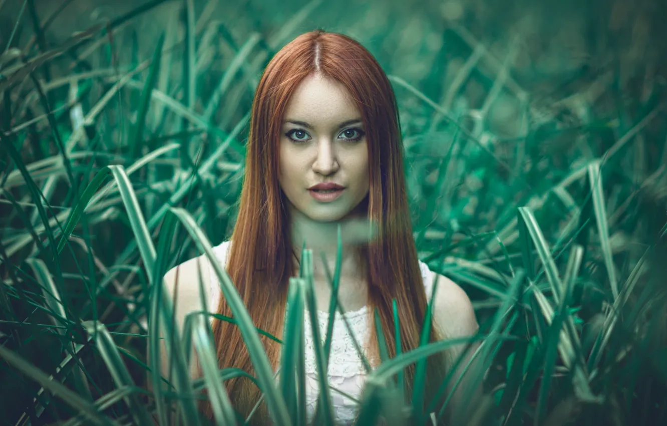 Фото обои Girl, World, Beautiful, fashion, Another, Redhead, Vegetation