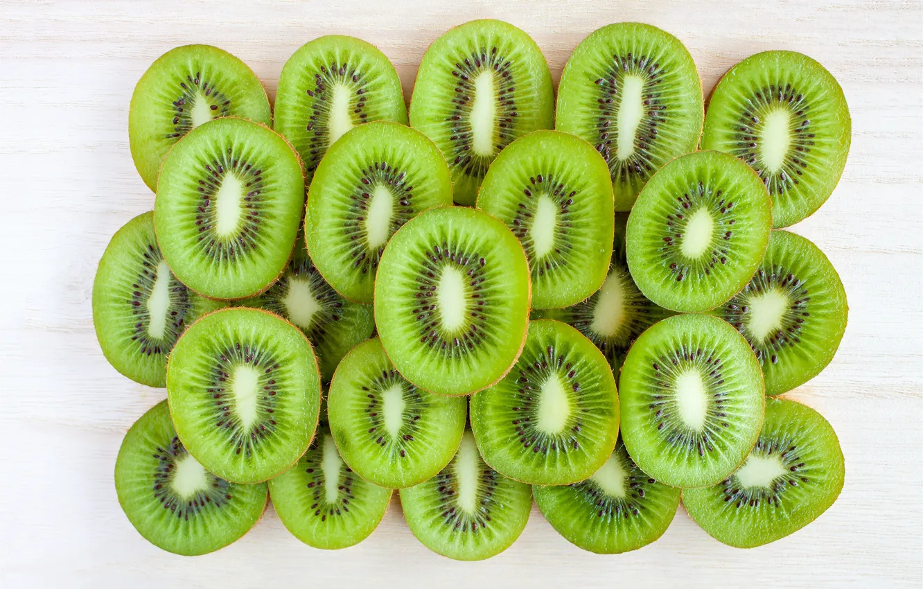 Фото обои зеленый, еда, киви, фрукты, ломтики