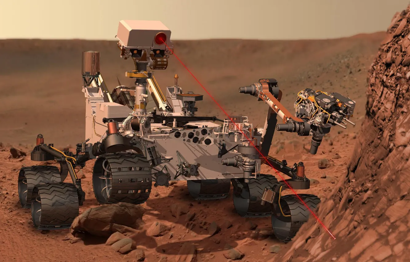 Фото обои лазер, Марс, марсоход, MSL, Curiosity